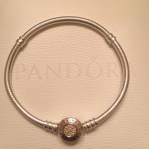 PANDORA Signature Bracelet Silver/14K Gold CZ Logo